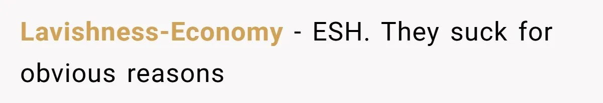 Lavishness-Economy − ESH. They suck for obvious reasons