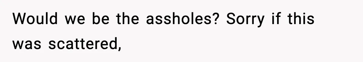 Would we be the assholes? Sorry if this was scattered,