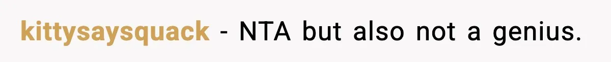 kittysaysquack − NTA but also not a genius.