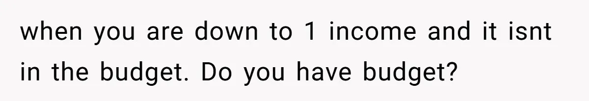 when you are down to 1 income and it isnt in the budget. Do you have budget?