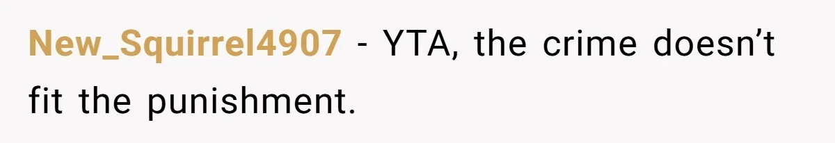 New_Squirrel4907 − YTA, the crime doesn’t fit the punishment.