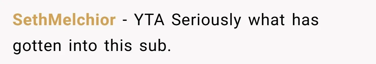 SethMelchior − YTA Seriously what has gotten into this sub.