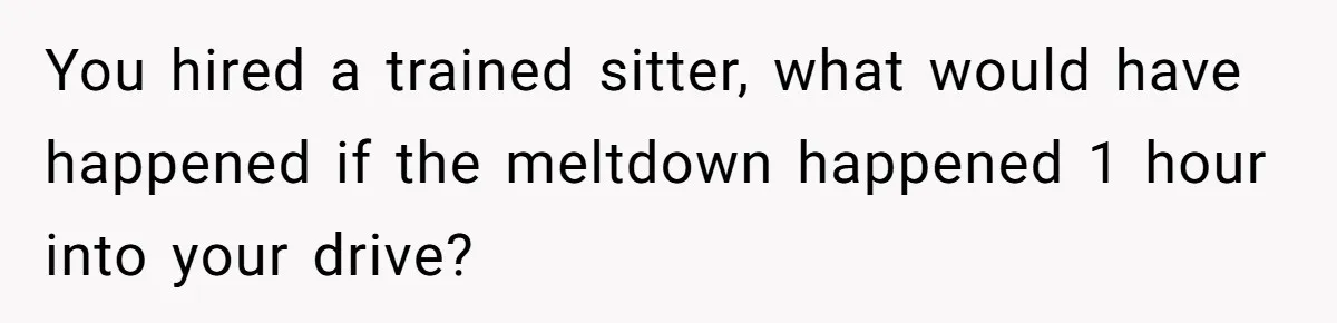 You hired a trained sitter, what would have happened if the meltdown happened 1 hour into your drive?