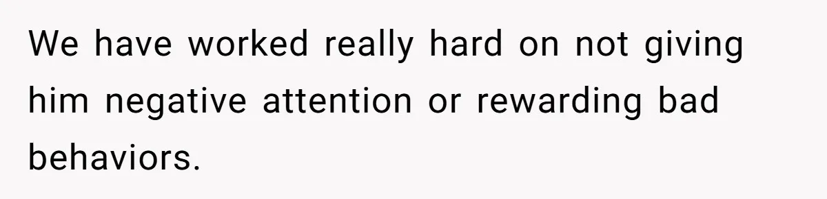 We have worked really hard on not giving him negative attention or rewarding bad behaviors.