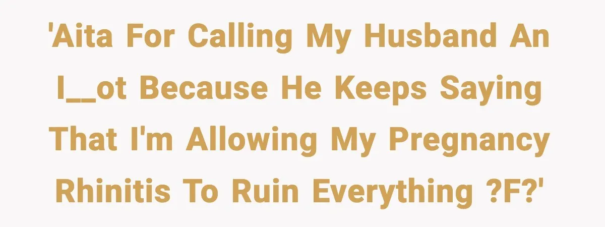 'AITA for calling my husband an i__ot because he keeps saying that I'm allowing my pregnancy rhinitis to ruin everything ?f?'