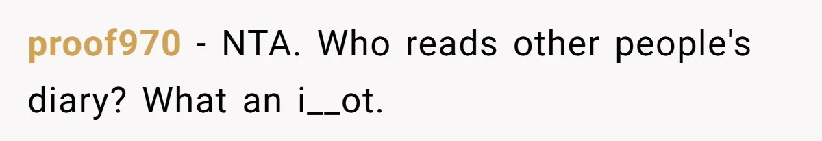 proof970 − NTA. Who reads other people's diary? What an i__ot.