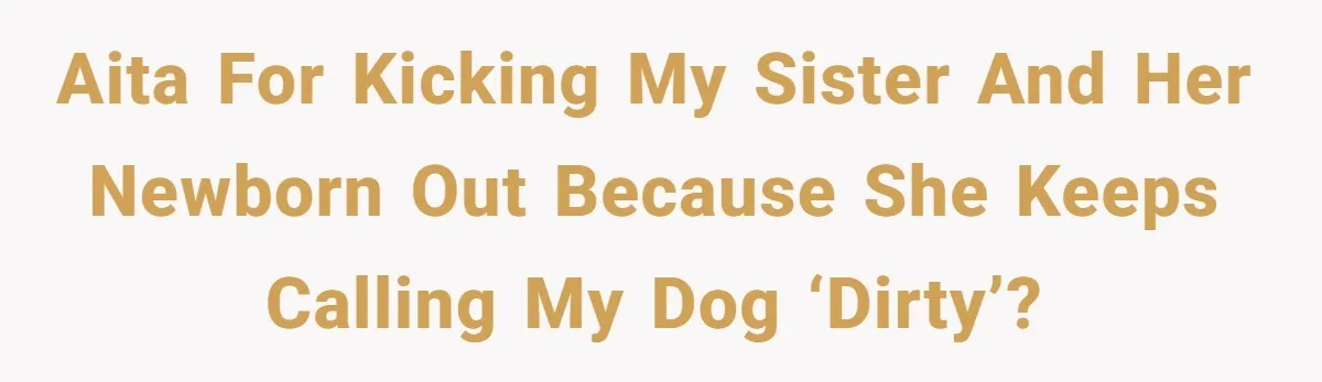 AITA for kicking my sister and her newborn out because she keeps calling my dog ‘dirty’?