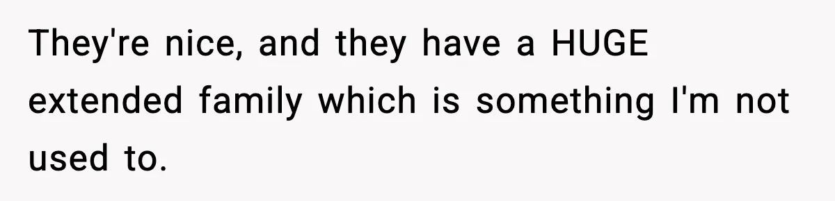 They're nice, and they have a HUGE extended family which is something I'm not used to.