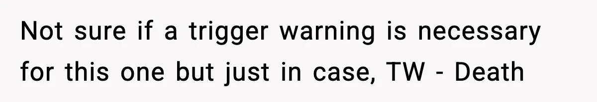 Not sure if a trigger warning is necessary for this one but just in case, TW - Death