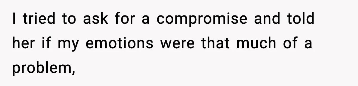 I tried to ask for a compromise and told her if my emotions were that much of a problem,