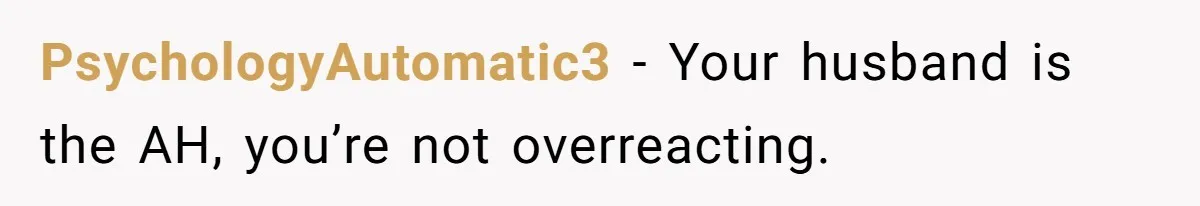 PsychologyAutomatic3 − Your husband is the AH, you’re not overreacting.