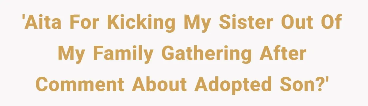 'AITA for kicking my sister out of my family gathering after comment about adopted son?'
