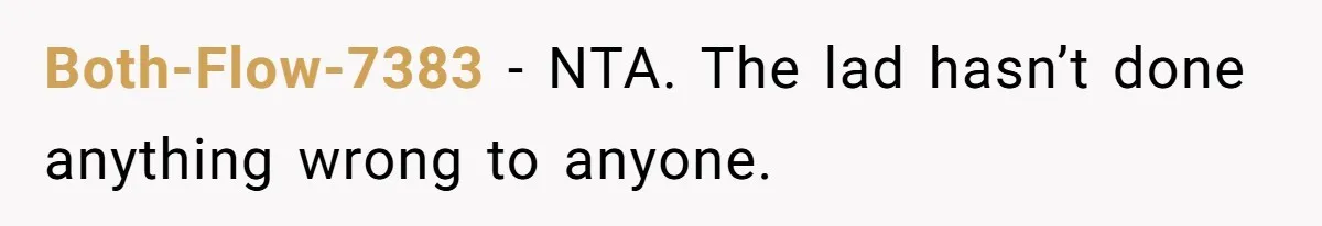 Both-Flow-7383 − NTA. The lad hasn’t done anything wrong to anyone.