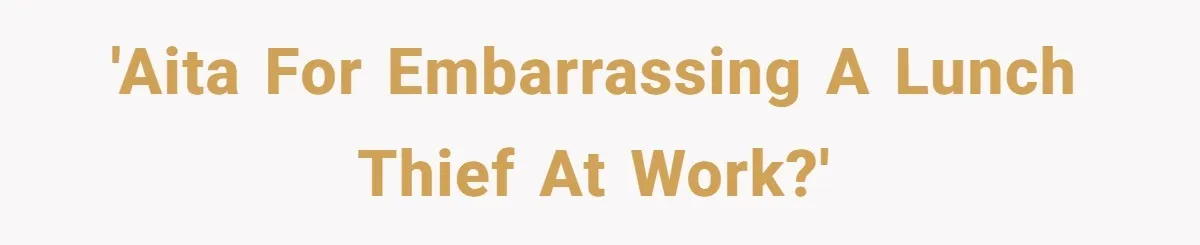 'AITA for embarrassing a lunch thief at work?'