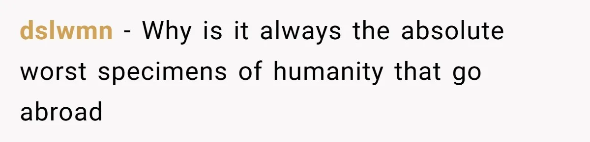 dslwmn − Why is it always the absolute worst specimens of humanity that go abroad