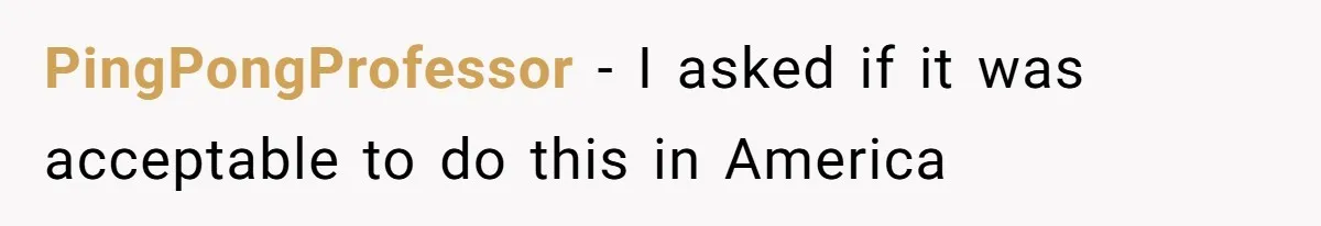 PingPongProfessor − I asked if it was acceptable to do this in America
