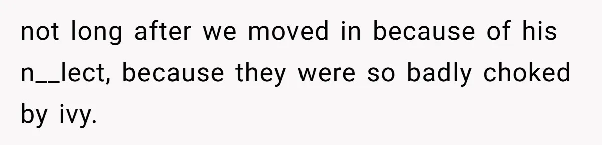 not long after we moved in because of his n__lect, because they were so badly choked by ivy.