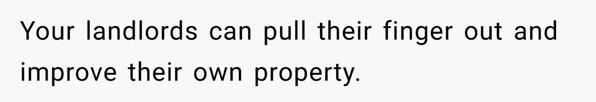 Your landlords can pull their finger out and improve their own property.