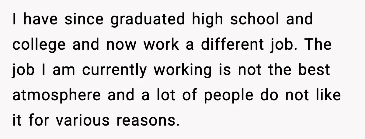 Worker Takes Three Sick Days Every Time After Company Punishes One-Day Absences I have since graduated high school and college and now work a different job. The job I am currently working is not the best atmosphere and a lot of people...
