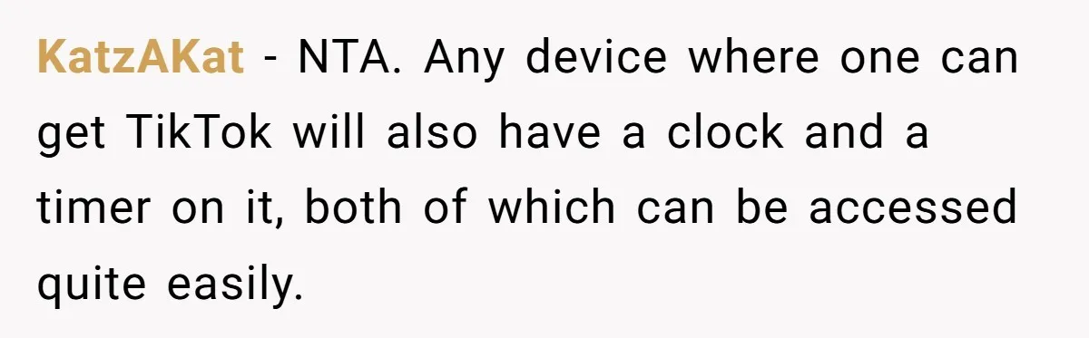 KatzAKat − NTA. Any device where one can get TikTok will also have a clock and a timer on it, both of which can be accessed quite easily.