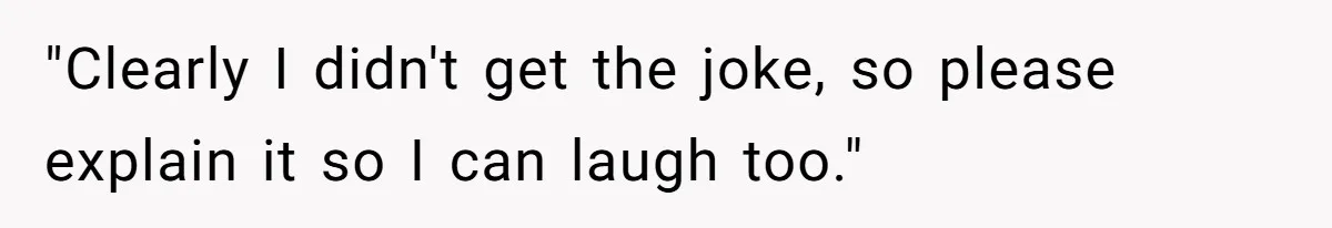 "Clearly I didn't get the joke, so please explain it so I can laugh too."