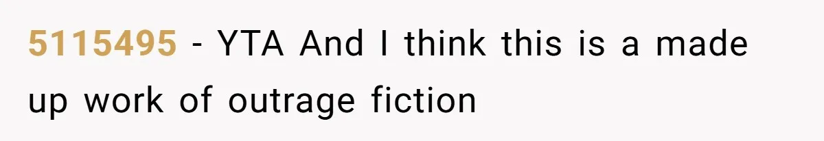 5115495 − YTA And I think this is a made up work of outrage fiction