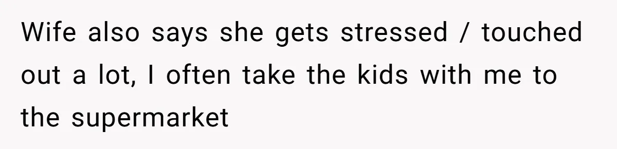 Wife also says she gets stressed / touched out a lot, I often take the kids with me to the supermarket