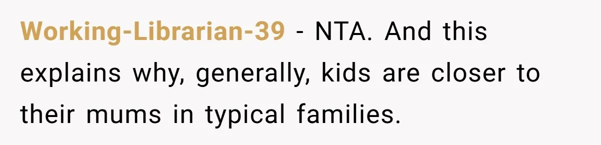 Working-Librarian-39 − NTA. And this explains why, generally, kids are closer to their mums in typical families.