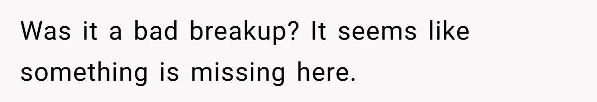 Was it a bad breakup? It seems like something is missing here.