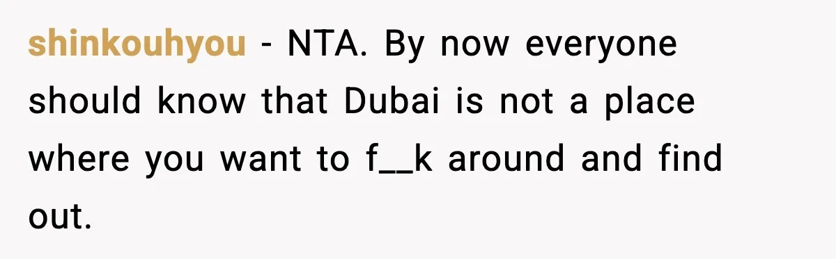 Friend Adds Known Shoplifter to Dubai Trip, Then Calls Me r__ist When I Cancel shinkouhyou - NTA. By now everyone should know that Dubai is not a place where you want to f__k around and find out.