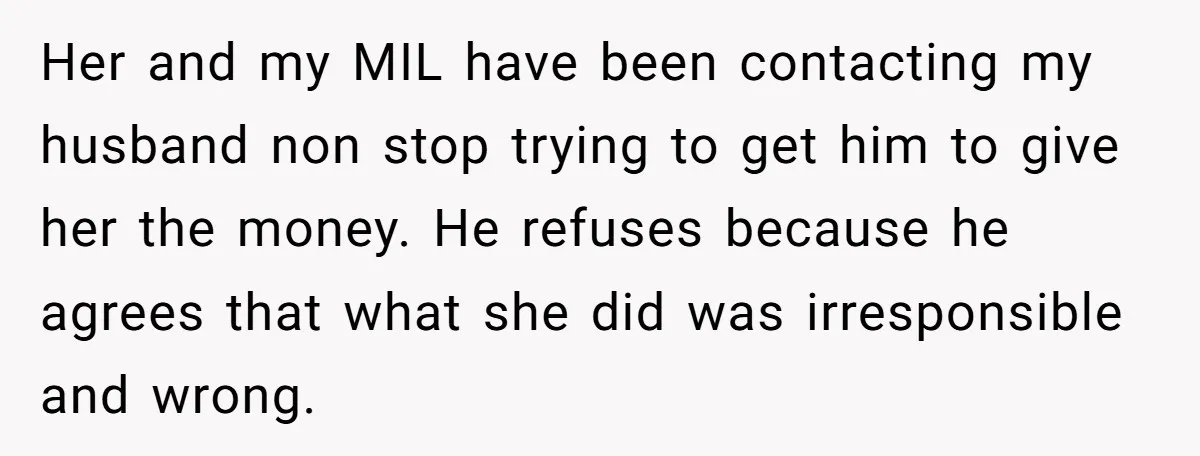 She Let Her Sister-in-Law Use the Family Estate for a Wedding. Now They’re Headed to Court Over $1,000 in Damage. Her and my MIL have been contacting my husband non stop trying to get him to give her the money. He refuses because he agrees that what she did was...