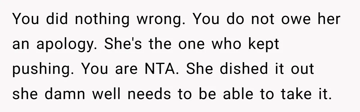 She Mom-Shamed Her Sister-in-Law at Dinner. The Clapback Left the Table Silent. You did nothing wrong. You do not owe her an apology. She's the one who kept pushing. You are NTA. She dished it out she damn well needs to be...