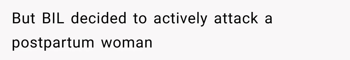 But BIL decided to actively attack a postpartum woman