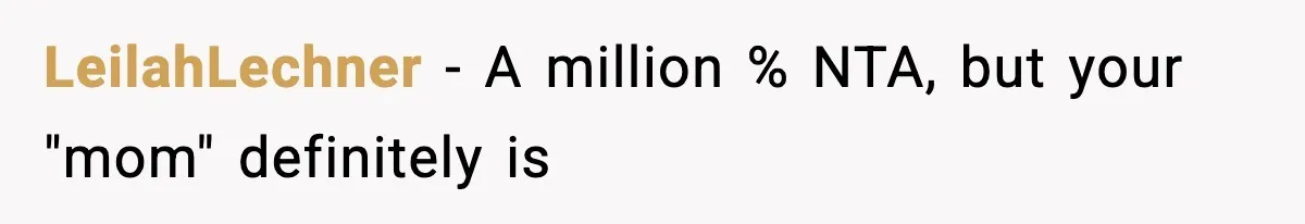 Mom Abandoned Son for 10 Years, Then Claimed His Dad Wasn’t His Dad Out of Spite LeilahLechner - A million % NTA, but your "mom" definitely is