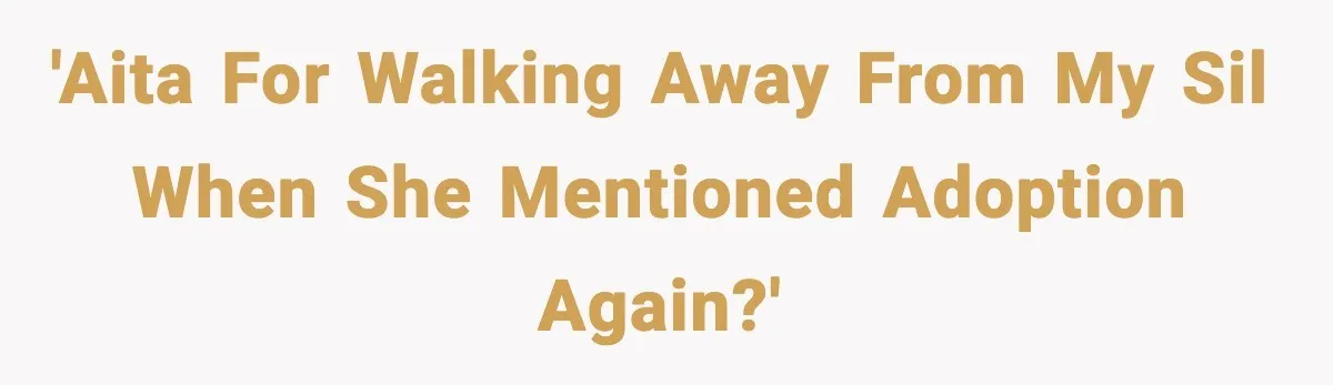 'AITA for walking away from my SIL when she mentioned adoption again?'