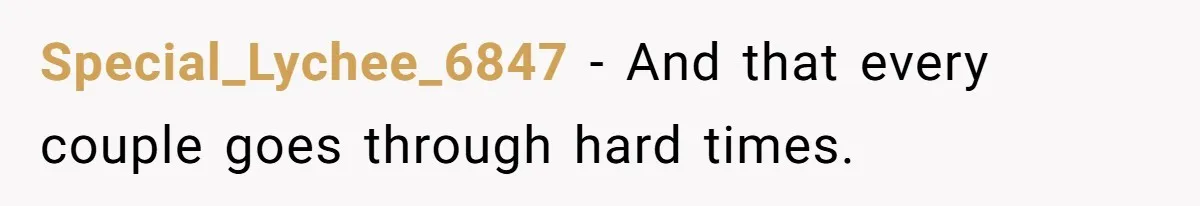 Special_Lychee_6847 − And that every couple goes through hard times.