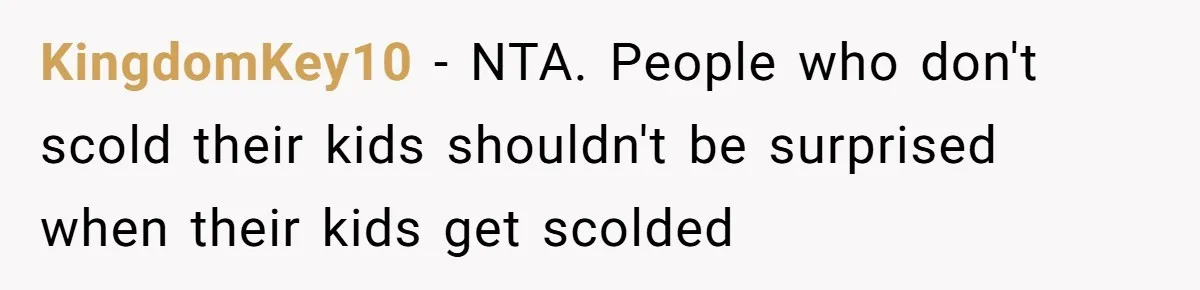 KingdomKey10 − NTA. People who don't scold their kids shouldn't be surprised when their kids get scolded