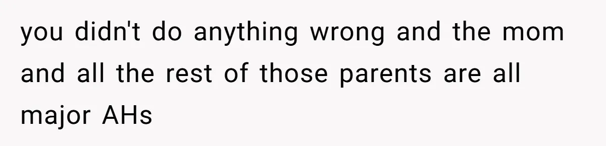 you didn't do anything wrong and the mom and all the rest of those parents are all major AHs