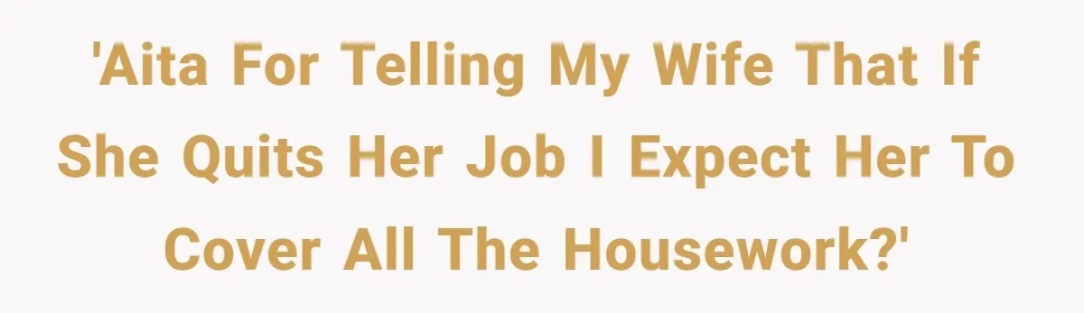 Wife Wants To Quit Her Job, Husband Says Fine But She Must Cover All The Chores 'AITA For Telling My Wife That If She Quits Her Job I Expect Her To Cover All The Housework?'