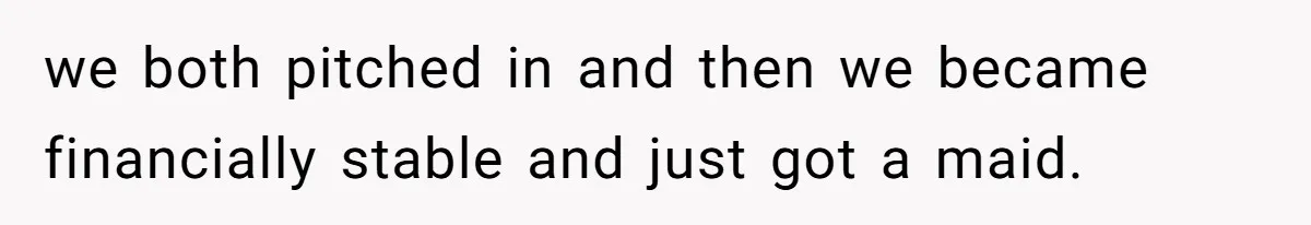 Wife Wants To Quit Her Job, Husband Says Fine But She Must Cover All The Chores we both pitched in and then we became financially stable and just got a maid.