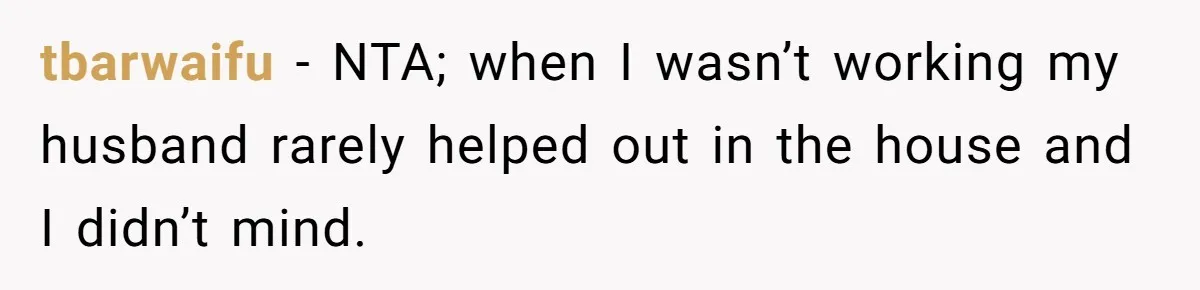 Wife Wants To Quit Her Job, Husband Says Fine But She Must Cover All The Chores tbarwaifu − NTA; when I wasn’t working my husband rarely helped out in the house and I didn’t mind.