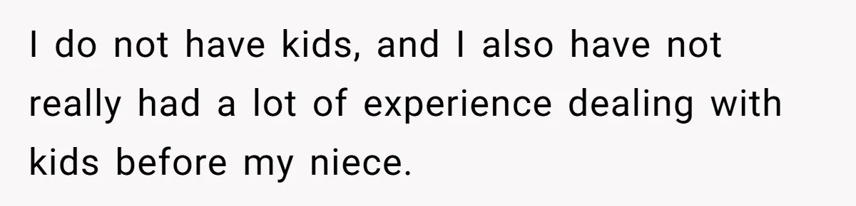 I do not have kids, and I also have not really had a lot of experience dealing with kids before my niece.