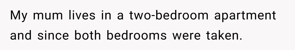My mum lives in a two-bedroom apartment and since both bedrooms were taken.