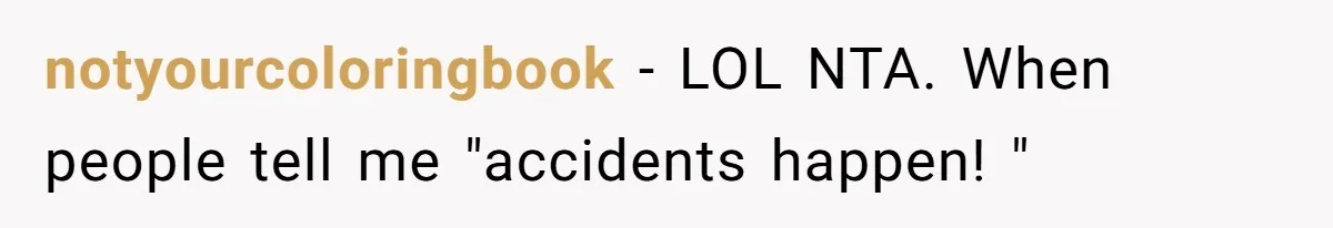 notyourcoloringbook − LOL NTA. When people tell me "accidents happen! "