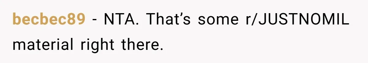 becbec89 − NTA. That’s some r/JUSTNOMIL material right there.