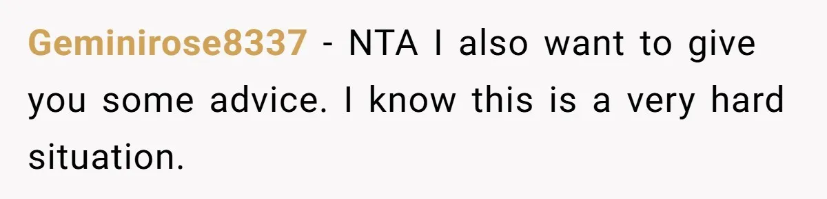Geminirose8337 − NTA I also want to give you some advice. I know this is a very hard situation.