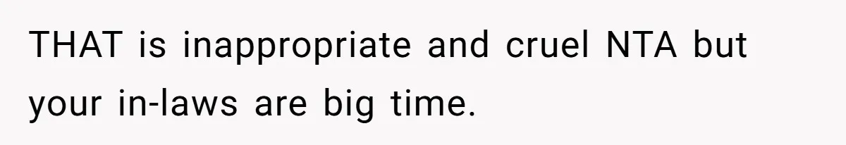 THAT is inappropriate and cruel NTA but your in-laws are big time.