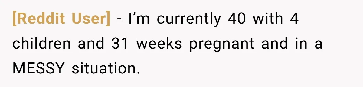 [Reddit User] − I’m currently 40 with 4 children and 31 weeks pregnant and in a MESSY situation.