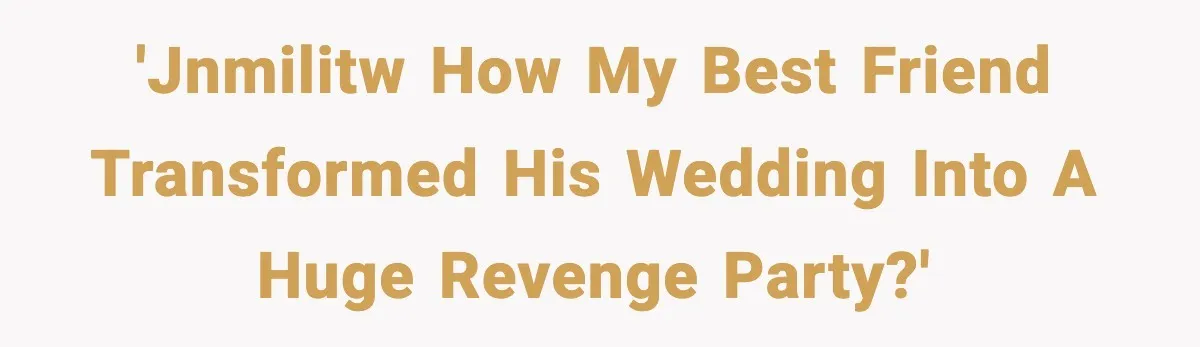 'JNMILITW How my best friend transformed his wedding into a huge revenge party?'