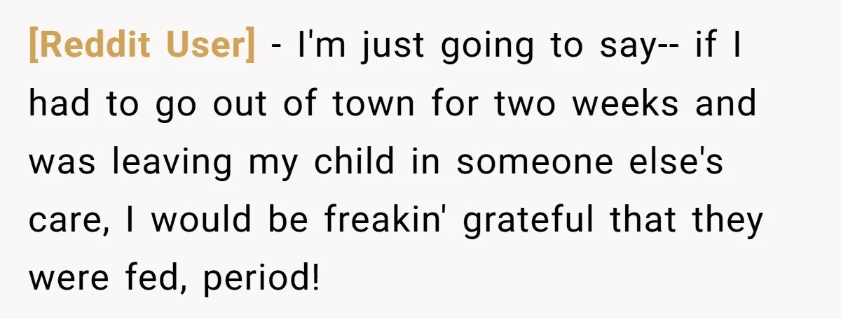 [Reddit User] − I'm just going to say-- if I had to go out of town for two weeks and was leaving my child in someone else's care, I would...